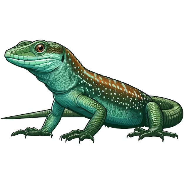 Vektor schöne anole-eidechsen-vektorillustration auf weißem hintergrund