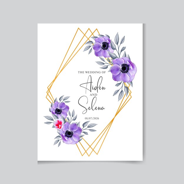 Schöne aquarellblumenhochzeitskartenschablone
