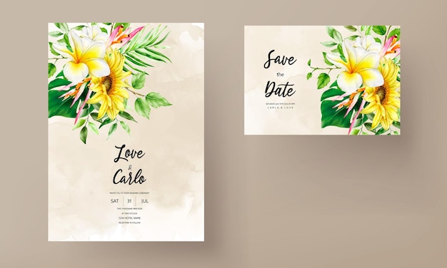 Schöne aquarellsommerblumenhochzeitseinladungskarte