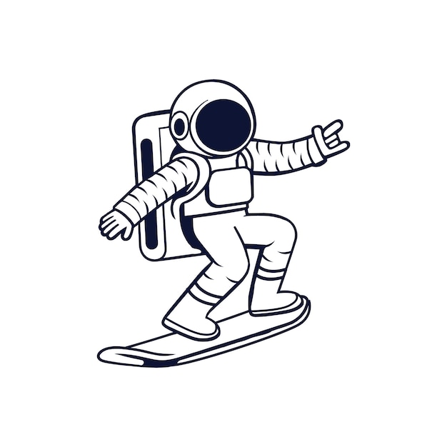 Schöne astronaut-charakter-ikonen-illustration wissenschaft technologie ikonen-konzept isolierter premium-vektor