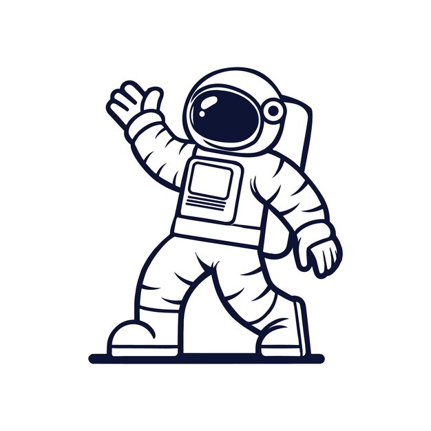 Schöne astronaut-charakter-ikonen-illustration wissenschaft technologie ikonen-konzept isolierter premium-vektor