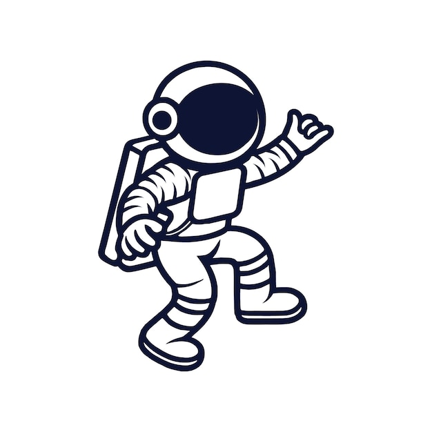 Schöne astronaut-charakter-ikonen-illustration wissenschaft technologie ikonen-konzept isolierter premium-vektor