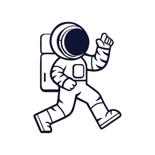 Schöne astronaut-charakter-ikonen-illustration wissenschaft technologie ikonen-konzept isolierter premium-vektor