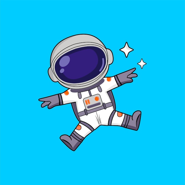 Schöne Astronautin, die im Weltraum mit Sternen schwebt