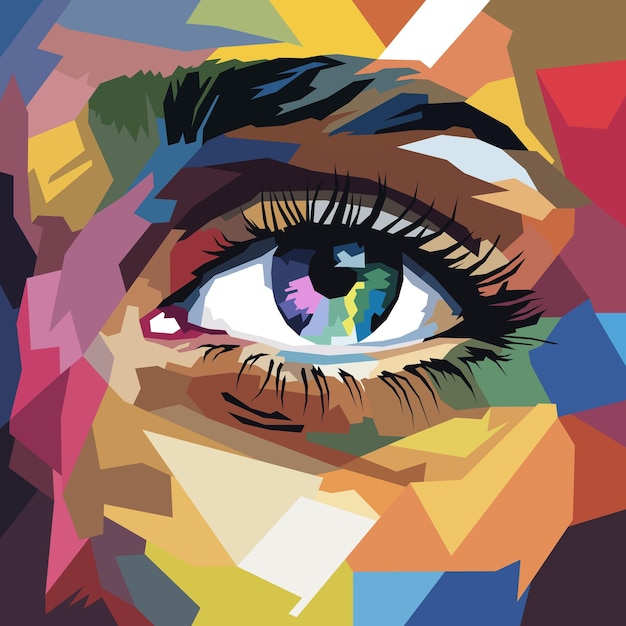 schöne Augen, die mit WPAP-Art-Stil Pop-Art-Vektorillustration gezeichnet wurden