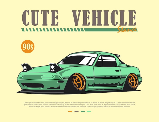 Schöne Auto-Illustration aus den 90ern, Vektor-Design-Grafik