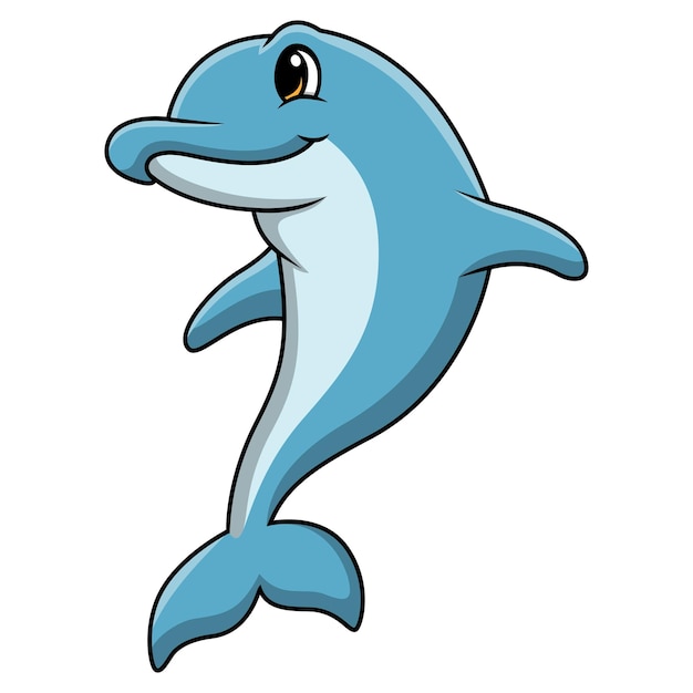 Vektor schöne blaue delfin-cartoon auf weißem hintergrund