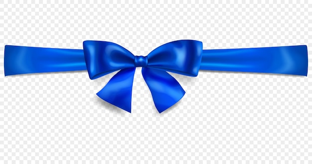 Schöne blaue Schleife mit horizontalem Band mit Schatten isoliert auf transparentem Hintergrund Transparenz nur im Vektorformat