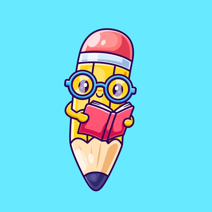 Schöne Bleistift Lesebuch Cartoon Vektor Icon Illustration Bildung Objekt Icon Isolated Flat