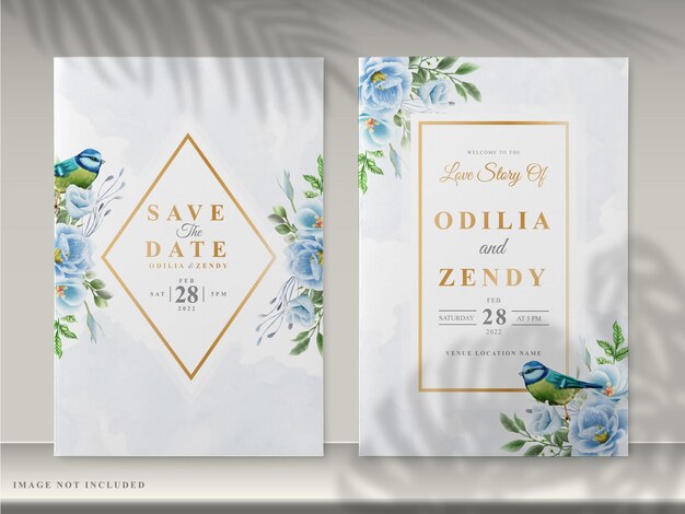 schöne Blumen hand gezeichnete Hochzeitseinladungskarten