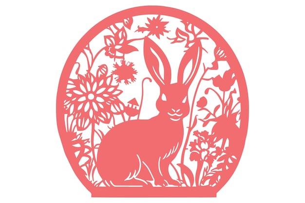 Vektor schöne blumen-osterhase-silhouette-design-dateien für cricut und laser-schnitt