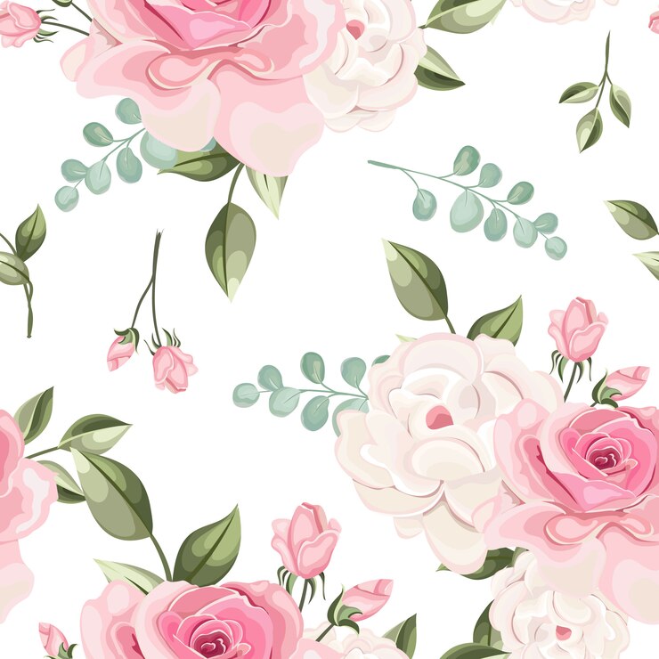 schöne Blumen und Blätter nahtlose Muster