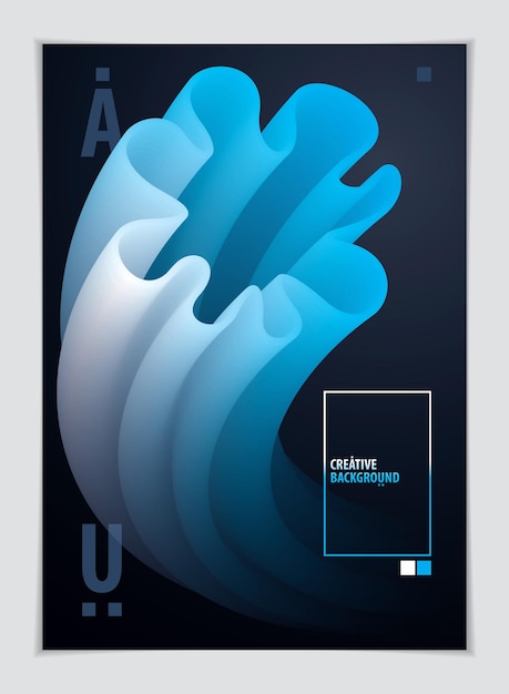 Vektor schöne blumenform mit buntem gradient, vektor-abstraktkunstelement. perfekt für geschenkkarte, cover, poster oder broschüre. helles farbwellen-dimensionsobjekt.