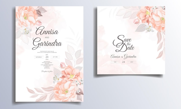 Schöne Blumenrahmenhochzeitseinladungskartenschablone
