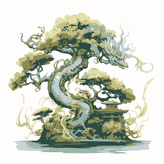 Vektor schöne bonsai-illustration