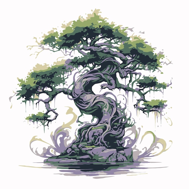 Vektor schöne bonsai-illustration