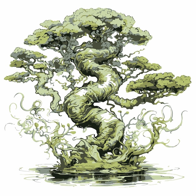 Vektor schöne bonsai-illustration
