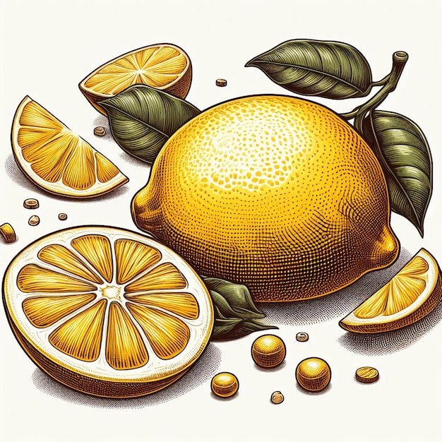 Schöne bunte frische zitrone lime saftige früchte tapeten vektor-illustration zeichnung illustration