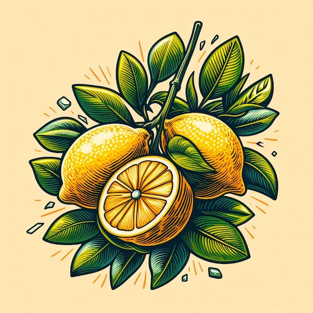 Schöne bunte frische zitrone lime saftige früchte tapeten vektor-illustration zeichnung illustration