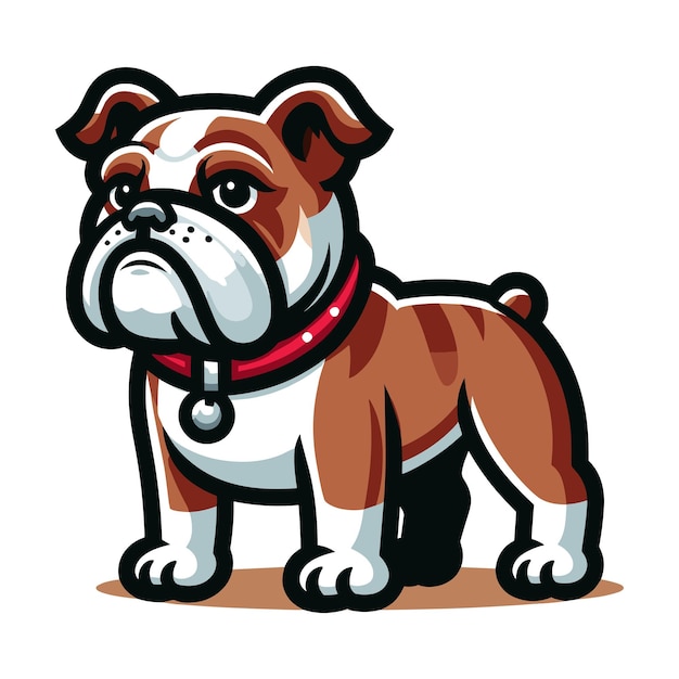 Vektor schöne cartoon-bulldog-hündchen-maskottchen-charakter-design-vektor-logo-vorlage, isoliert auf weißem hintergrund