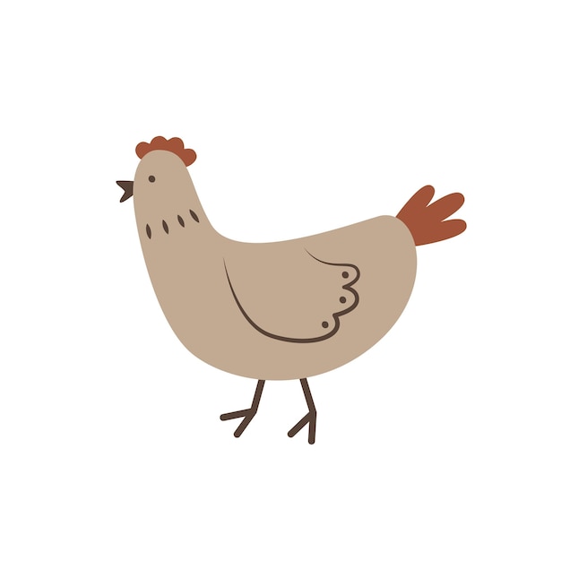 Vektor schöne cartoon-hühnchen im doodle-stil bauernhof geflügel lustige haustiere