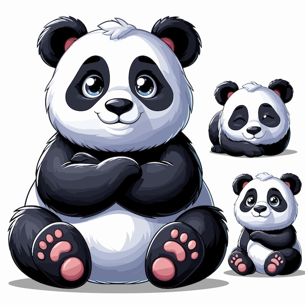 Schöne cartoon-illustration von cute panda vector