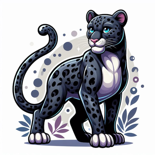 Vektor schöne cartoon-illustration von cute panther vector