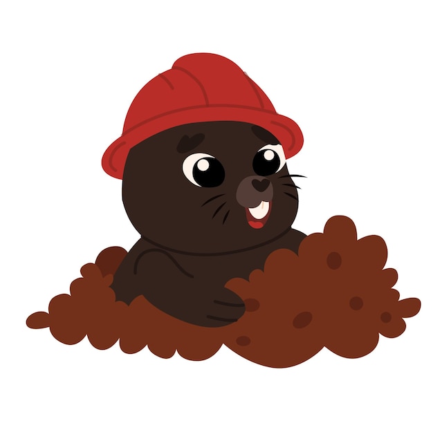 Schöne Cartoon-Mole in einer roten Mütze Vektor-Illustration