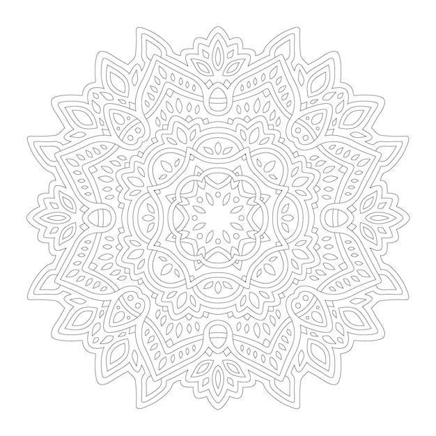 Schöne einfarbige lineare vektorillustration für erwachsene malbuchseite mit abstraktem orientalischem muster lokalisiert auf dem weißen hintergrund