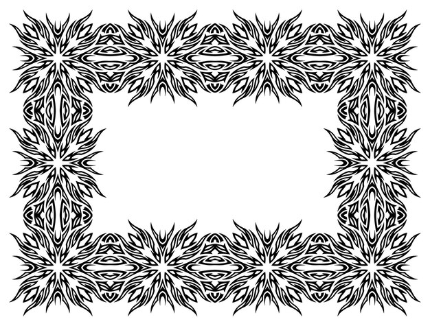 Vektor schöne einfarbige vektorillustration mit dem stammes- rahmen des abstrakten schwarzen rechtecks lokalisiert auf dem weißen hintergrund