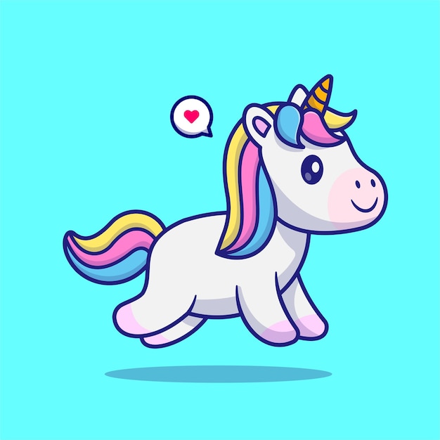 Schöne Einhorn-Floating-Cartoon-Vektorikone Illustration Tier-Natur-Ikon Isolierter flacher Vektor
