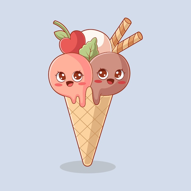 Schöne eiscreme-charakter-design-illustration