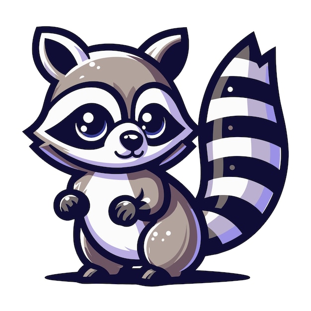 Vektor schöne, entzückende raccoon-cartoon-charaktere, vektorillustration, lustige racoon-flat-design-vorlage