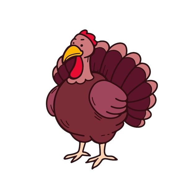 Schöne farbige Truthahn-Dudle, glücklicher Thanksgiving, festlicher Charakter, Vogel für Einladungskarten