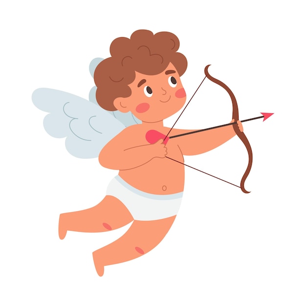 Schöne fliegende Cupid mit Bogen und Pfeil Valentinstag Vektor-Illustration