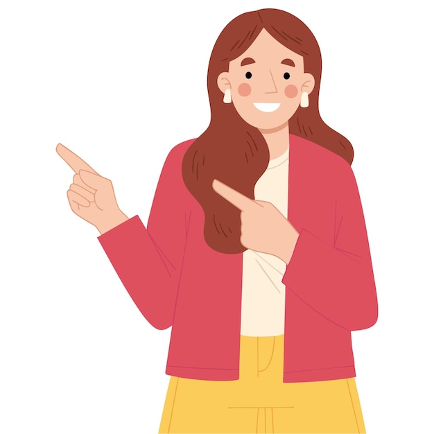 Schöne Frau, die mit dem Finger zeigt (Cartoon-Illustration)