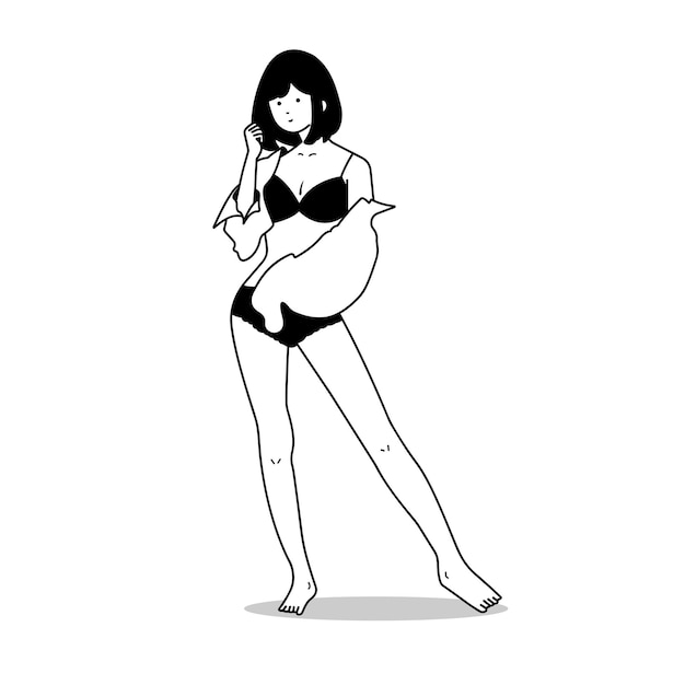 Schöne Frau mit schönem Körper und Bikini Vektor