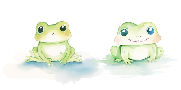 Vektor schöne frosch-wasserfarbe-illustration