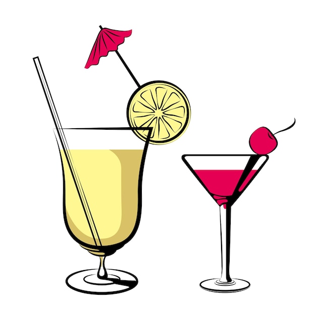 Schöne gezeichnete cocktailillustration des vektors hand.