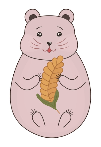 Schöne hamster, die korn-vektorfarben-illustration isst.