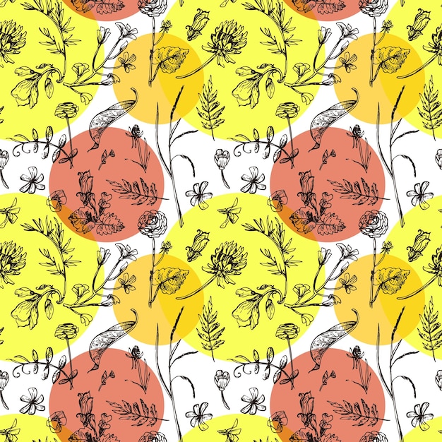 Vektor schöne handgezeichnete vektor-illustration blumenmuster boho-stil blumen für ihr design