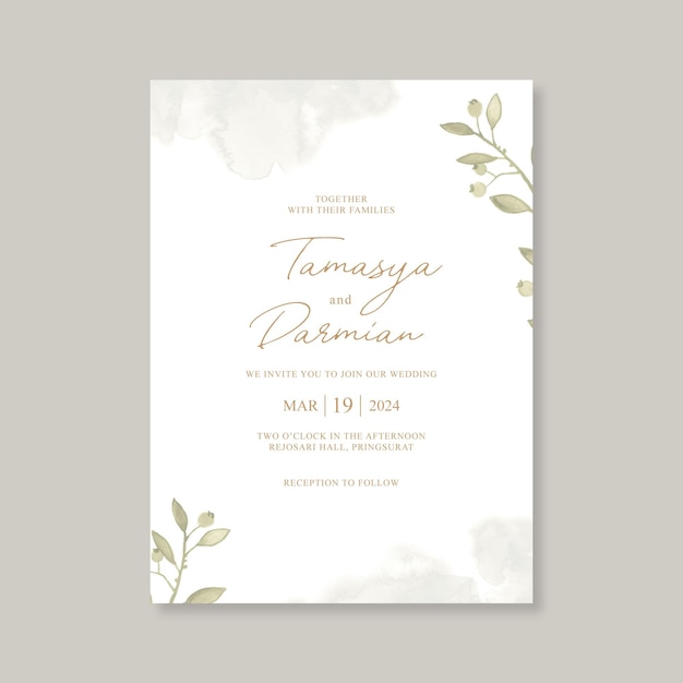 Schöne Hochzeitskartenschablone mit Aquarellmalerei