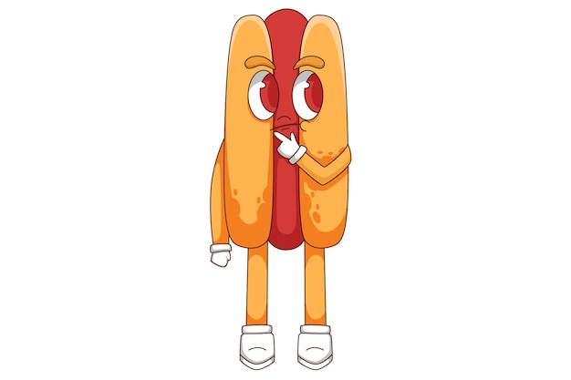 Vektor schöne hot dog-charakter-design-illustration