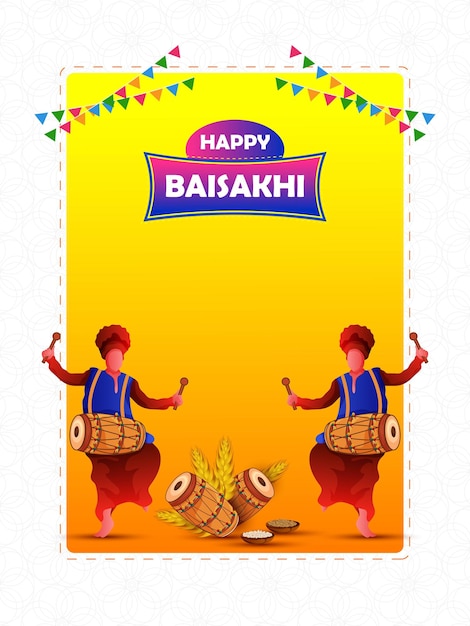 Vektor schöne illustration des punjabi-festivals happy baishakhi