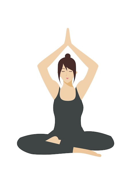 schöne junge Dame praktiziert Yoga einfache flache Illustration