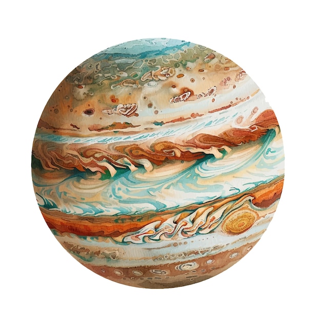 Vektor schöne jupiter-planetenvektor-illustration im aquarell-stil