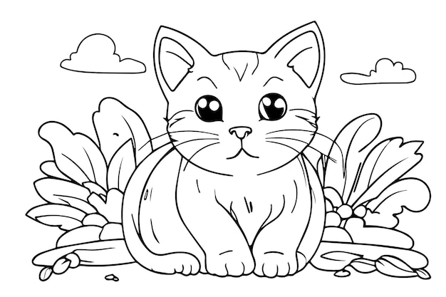 Schöne Kätzchen Malseite für Kinder Malbuch-Illustration