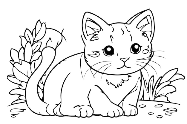 Schöne Kätzchen Malseite für Kinder Malbuch-Illustration