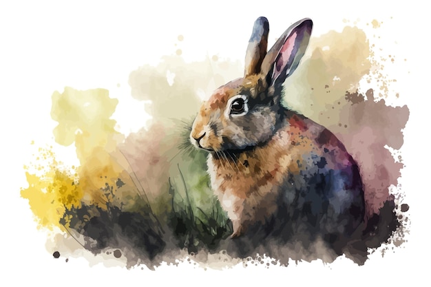 Schöne kaninchen-aquarell-stil-illustration ai erzeugt kaninchen im gras