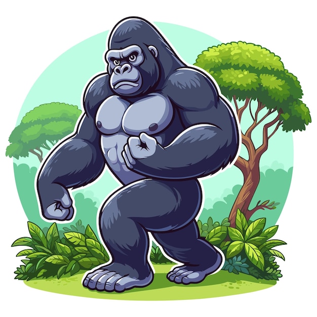 Vektor schöne karikaturillustration von gorilla vector